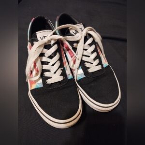 Vans Black Spiral Tie Dye Old Skool Big Kids Canvas Sneakers US Missy Size 2.0